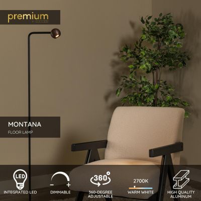 Lucide MONTANA - Floor lamp - LED Dim. - 1x6,3W 2700K - Coffee - Premium